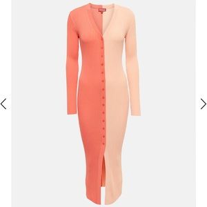 Staud Two Tone Peach and Pink Knit Dress